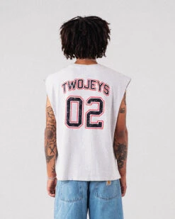 Twojeys Sleeveless Varsity Tee -Twojeys Sales Store GreyTanktopBACK