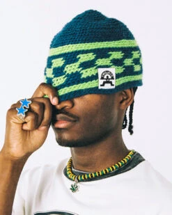 Knit Blue Beanie -Twojeys Sales Store ISLABONITA2025 ECOMMERCE HAT blue green4 1