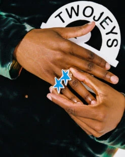 Blue Melted Stars Knuckle Ring -Twojeys Sales Store ISLABONITA2025 ECOMMERCE RING knuckle icon star blue2